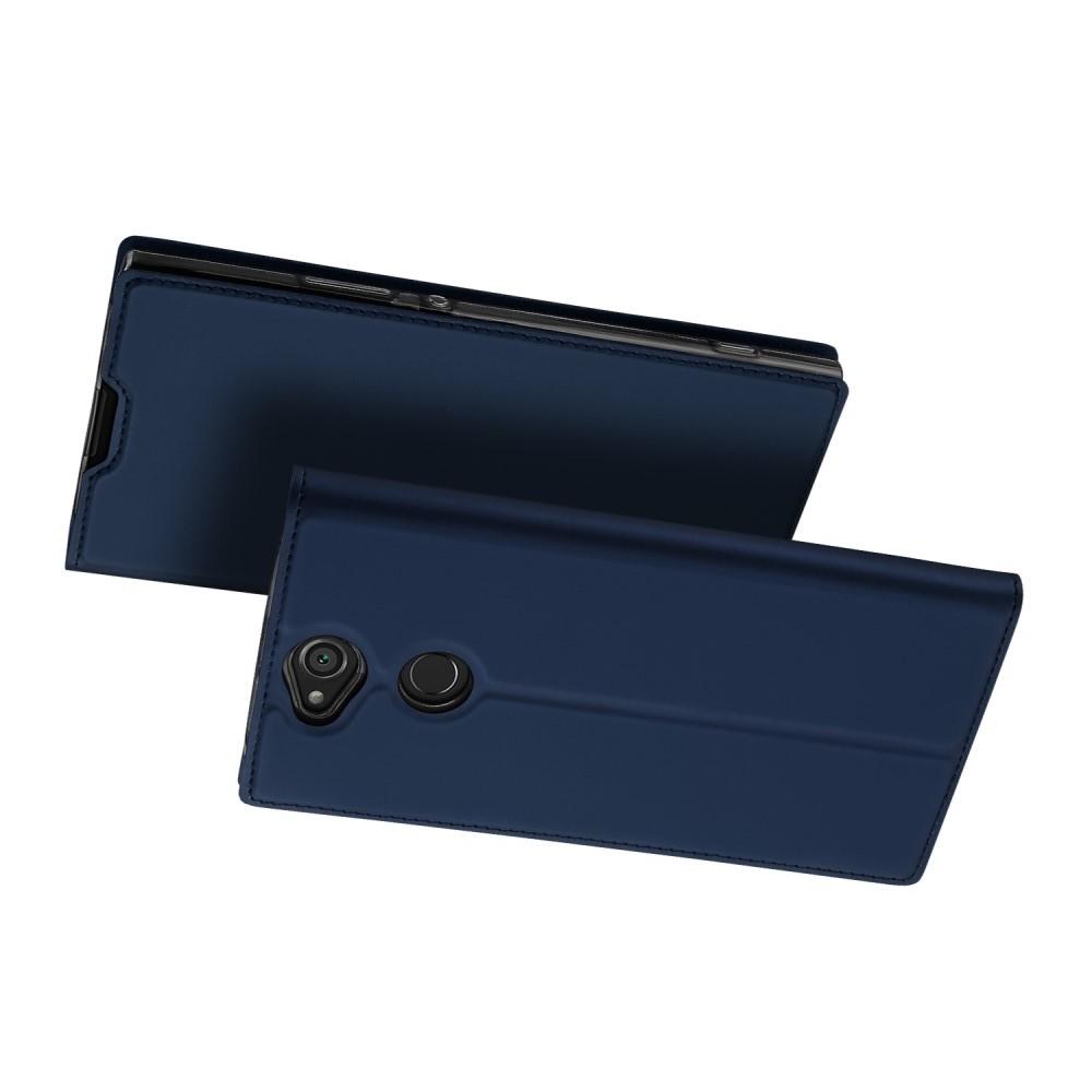 Тонкий Флип Чехол Книжка с Скрытым Магнитом и Отделением для Карты для Sony Xperia XA2 Plus Синий