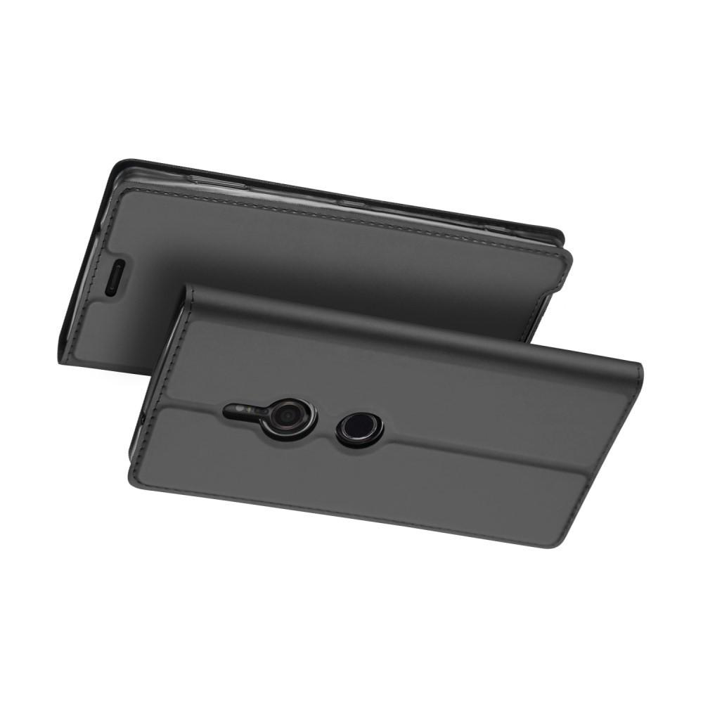 Тонкий Флип Чехол Книжка с Скрытым Магнитом и Отделением для Карты для Sony Xperia XZ3 Черный