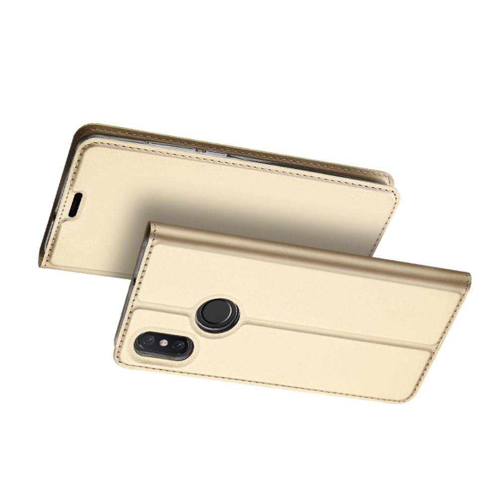 Тонкий Флип Чехол Книжка с Скрытым Магнитом и Отделением для Карты для Xiaomi Mi 8 Золотой