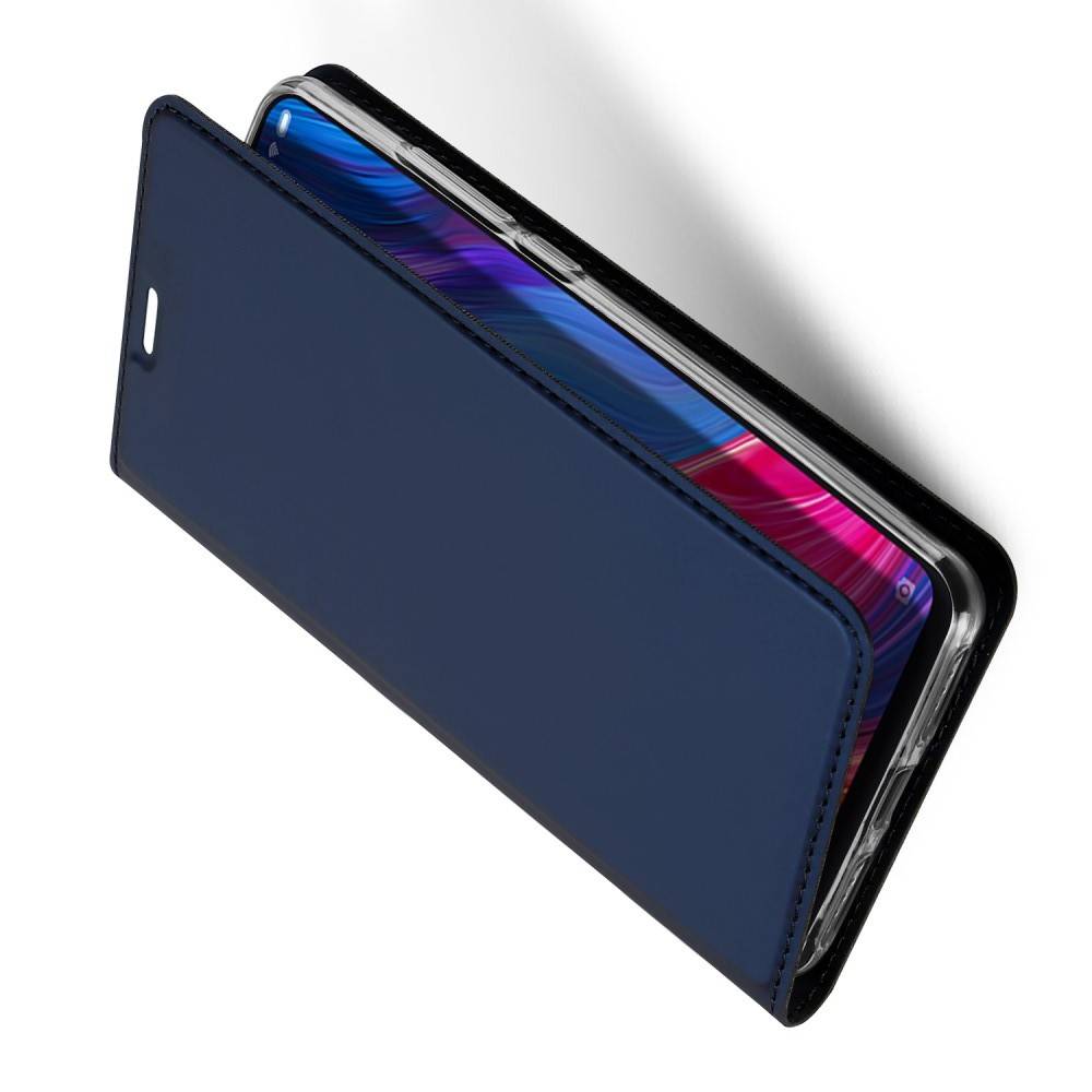 Тонкий Флип Чехол Книжка с Скрытым Магнитом и Отделением для Карты для Xiaomi Mi 8 Синий