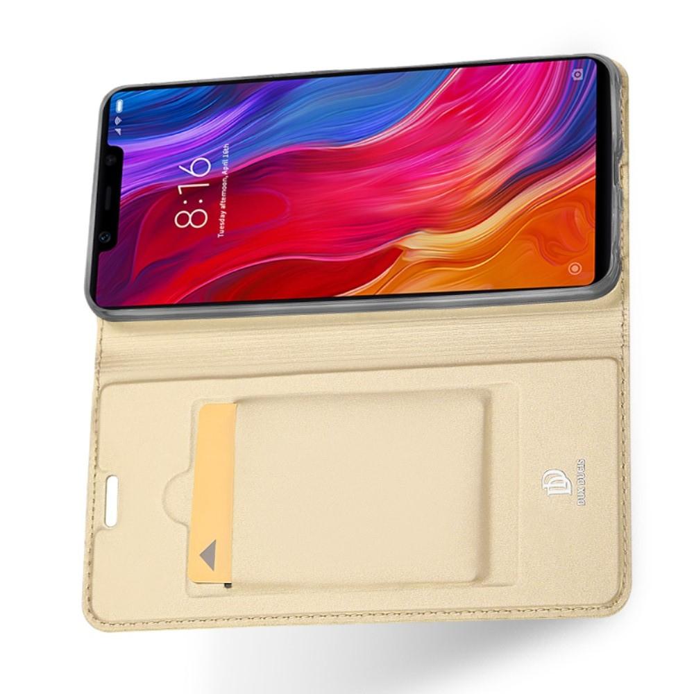 Тонкий Флип Чехол Книжка с Скрытым Магнитом и Отделением для Карты для Xiaomi Mi 8 SE Золотой