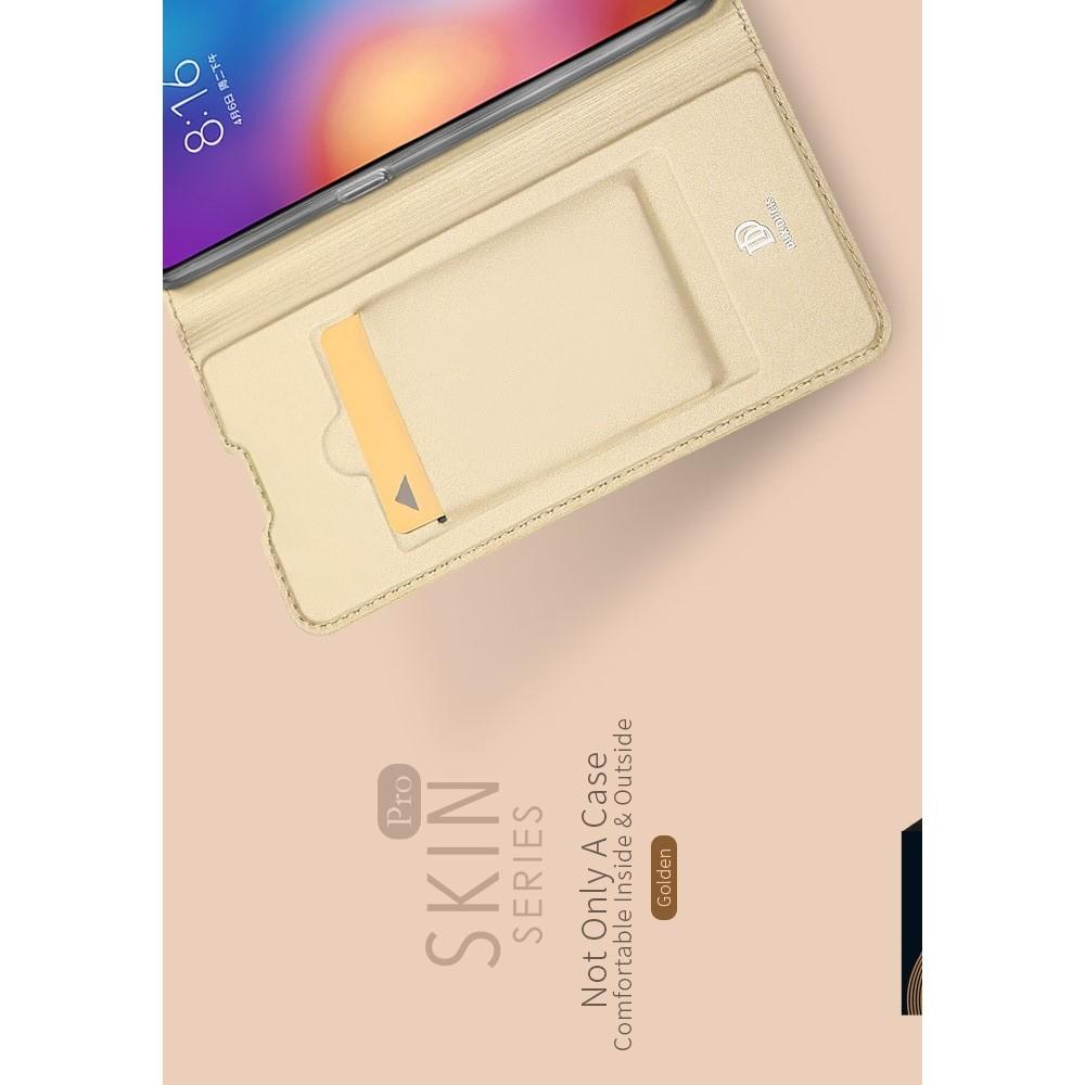 Тонкий Флип Чехол Книжка с Скрытым Магнитом и Отделением для Карты для Xiaomi Mi 9 Золотой