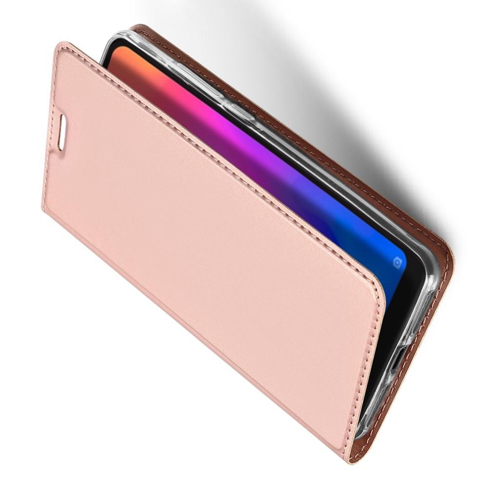 Тонкий Флип Чехол Книжка с Скрытым Магнитом и Отделением для Карты для Xiaomi Mi A2 Lite / Redmi 6 Pro Розовое Золото