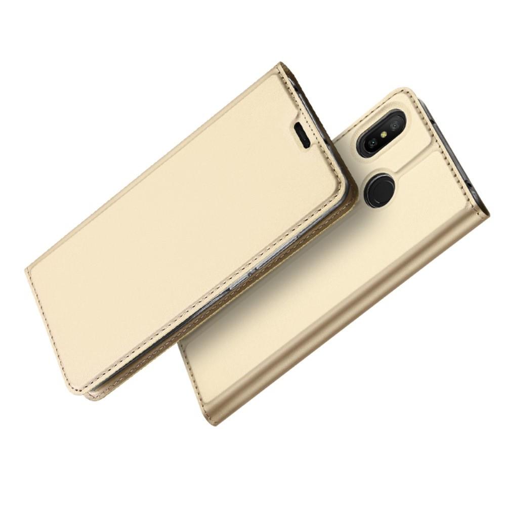 Тонкий Флип Чехол Книжка с Скрытым Магнитом и Отделением для Карты для Xiaomi Mi A2 Lite / Redmi 6 Pro Золотой
