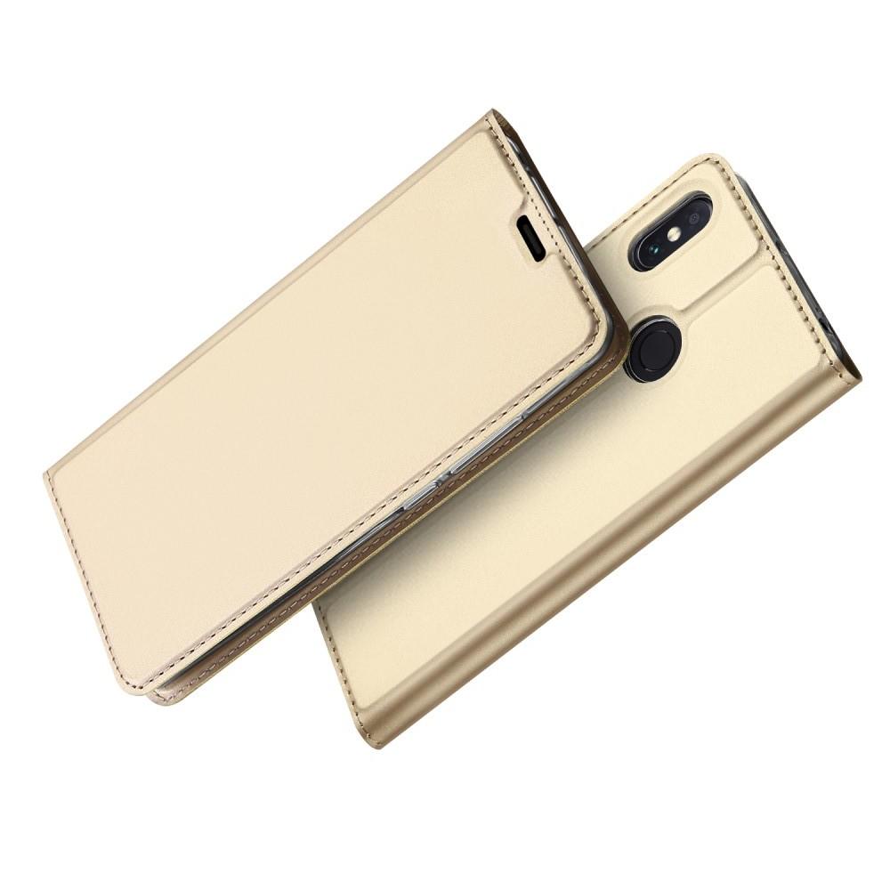 Тонкий Флип Чехол Книжка с Скрытым Магнитом и Отделением для Карты для Xiaomi Mi Max 3 Золотой