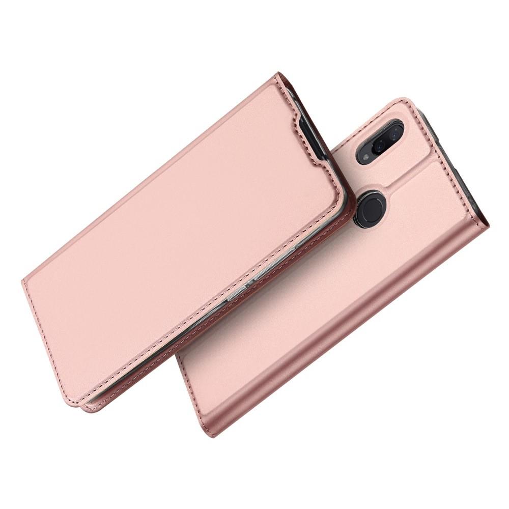 Тонкий Флип Чехол Книжка с Скрытым Магнитом и Отделением для Карты для Xiaomi Mi Play Розовое Золото