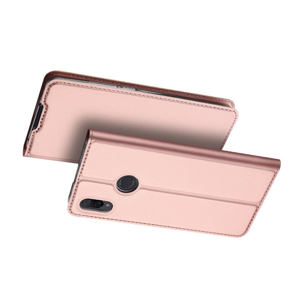 Тонкий Флип Чехол Книжка с Скрытым Магнитом и Отделением для Карты для Xiaomi Mi Play Розовое Золото