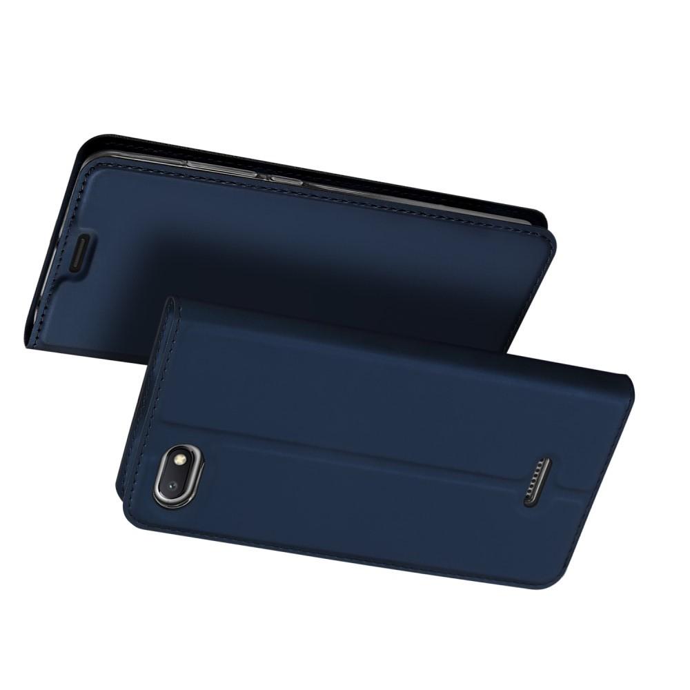 Тонкий Флип Чехол Книжка с Скрытым Магнитом и Отделением для Карты для Xiaomi Redmi 6A Синий