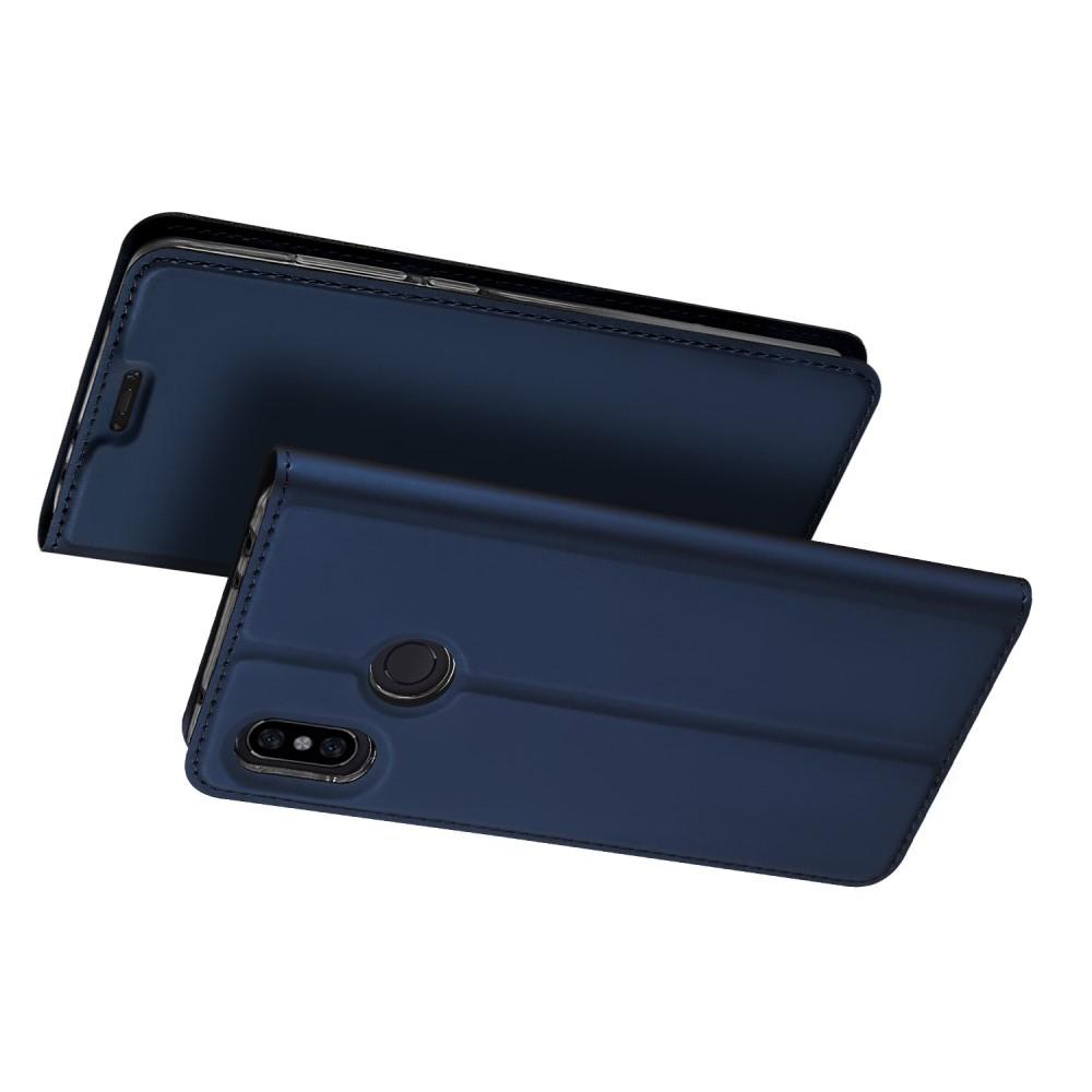 Тонкий Флип Чехол Книжка с Скрытым Магнитом и Отделением для Карты для Xiaomi Redmi Note 6 / Note 6 Pro Синий