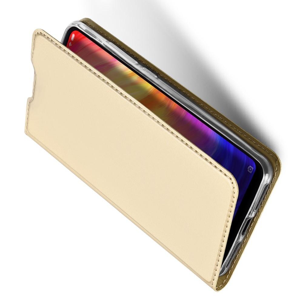 Тонкий Флип Чехол Книжка с Скрытым Магнитом и Отделением для Карты для Xiaomi Redmi Note 7 / Note 7 Pro Золотой