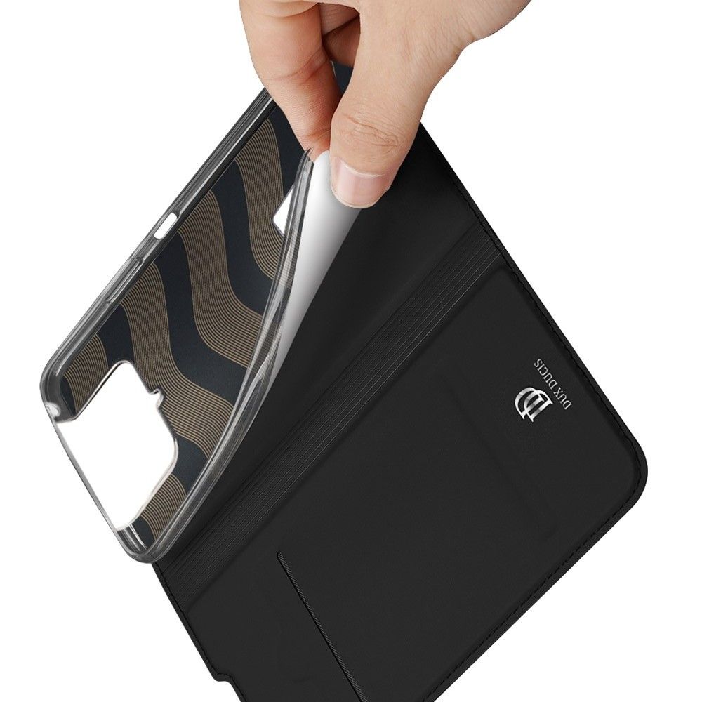 Тонкий Флип Чехол Книжка с Скрытым Магнитом и Отделением для Карты для Asus Zenfone 7 ZS670KS Черный