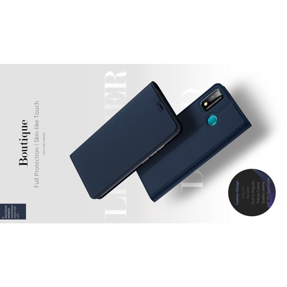 Тонкий Флип Чехол Книжка с Скрытым Магнитом и Отделением для Карты для Huawei Honor 9X Lite Черный
