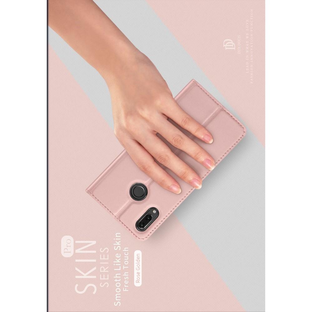 Тонкий Флип Чехол Книжка с Скрытым Магнитом и Отделением для Карты для Huawei P Smart Z Розовое Золото