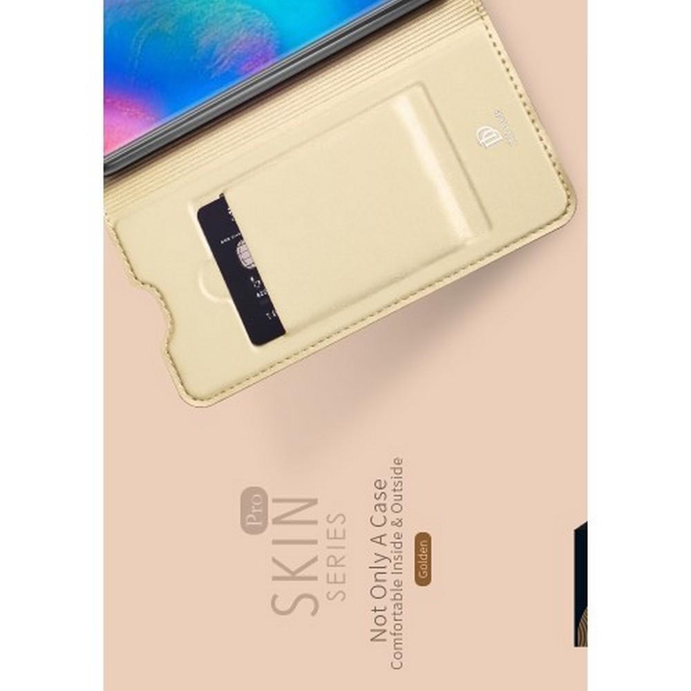 Тонкий Флип Чехол Книжка с Скрытым Магнитом и Отделением для Карты для Huawei P30 Lite Золотой