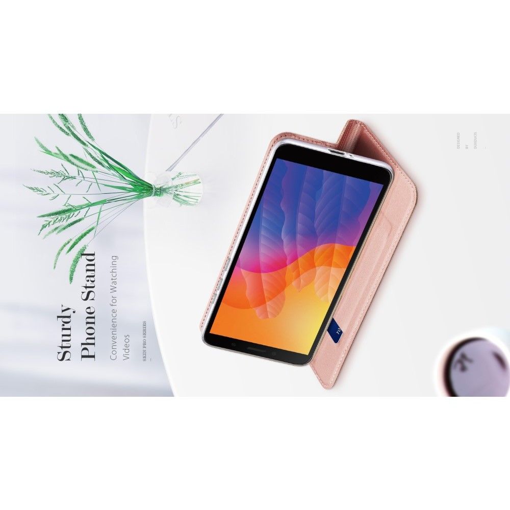 Тонкий Флип Чехол Книжка с Скрытым Магнитом и Отделением для Карты для Huawei Y5p / Honor 9S Розовый
