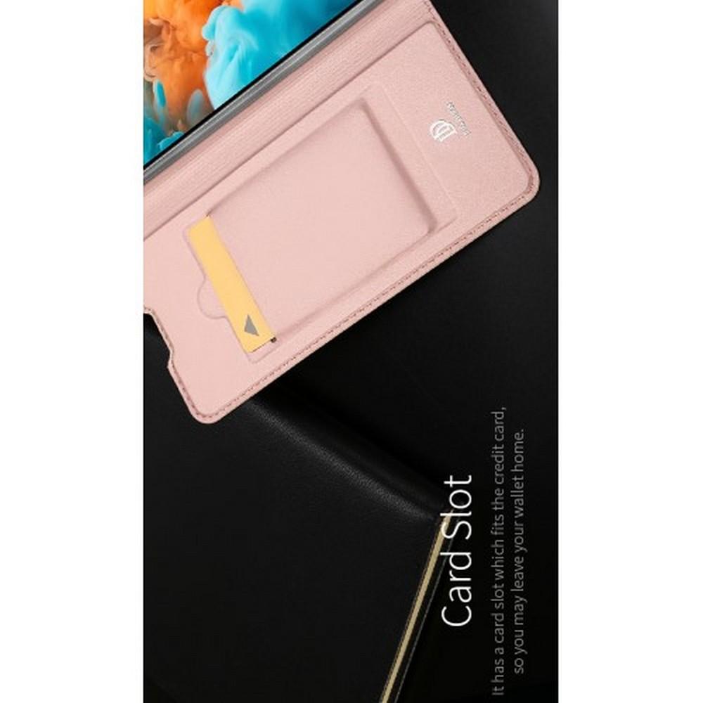 Тонкий Флип Чехол Книжка с Скрытым Магнитом и Отделением для Карты для Huawei Y6 2019 / Y6s Розовое Золото