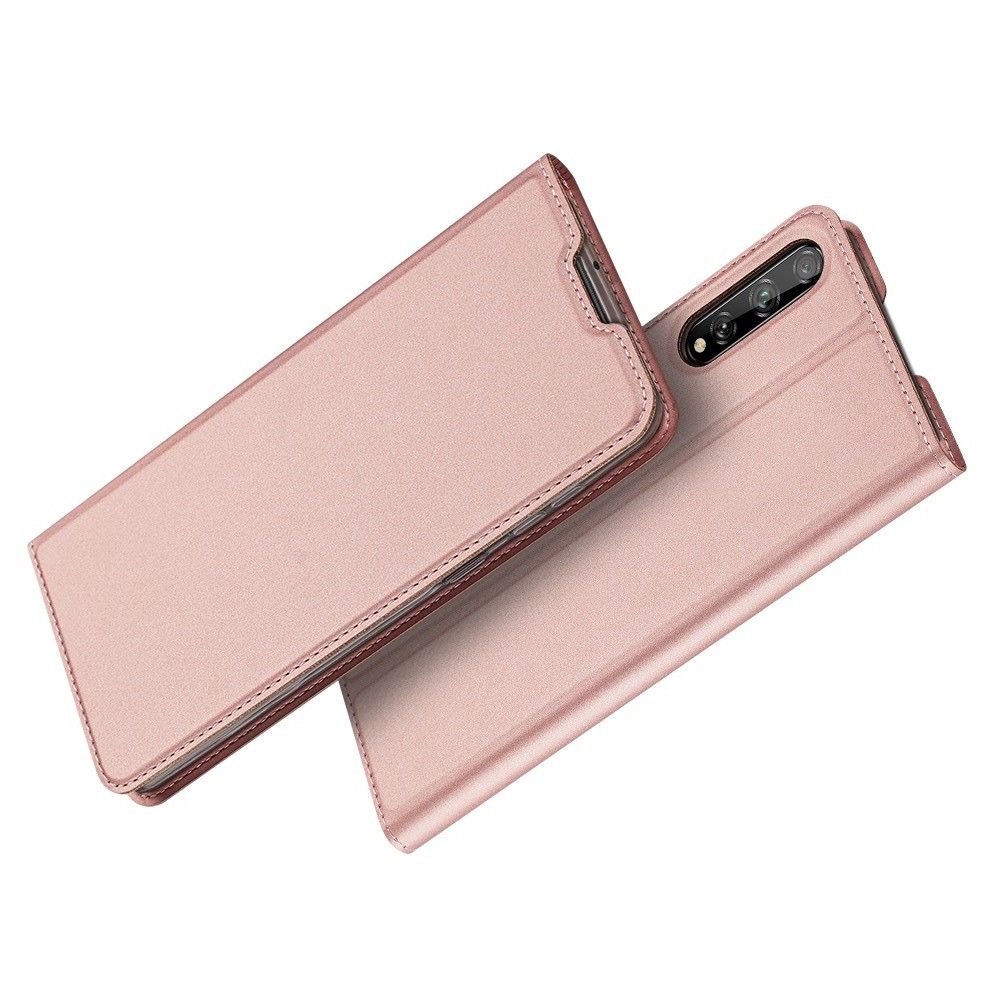 Тонкий Флип Чехол Книжка с Скрытым Магнитом и Отделением для Карты для Huawei Y8p Розовый