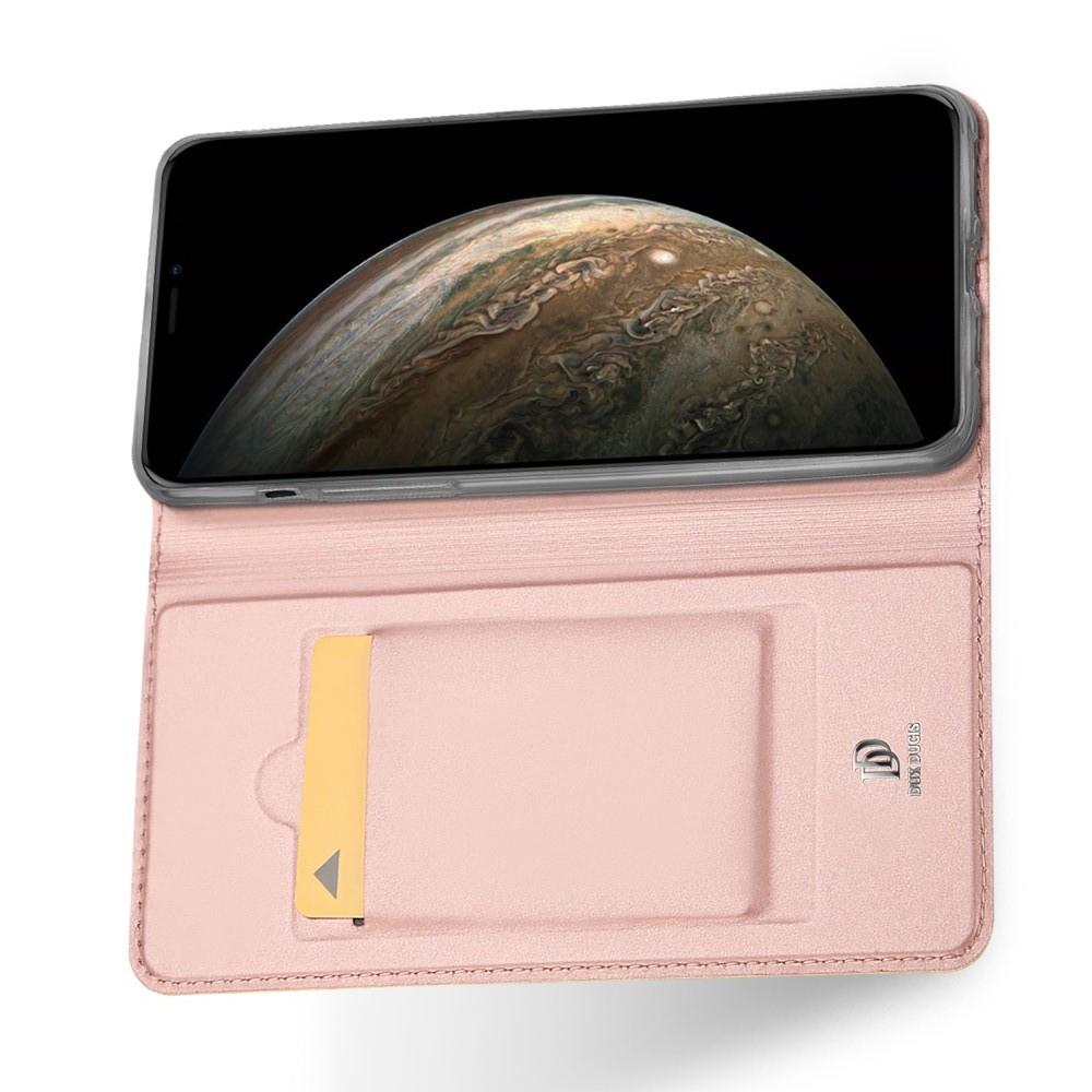 Тонкий Флип Чехол Книжка с Скрытым Магнитом и Отделением для Карты для iPhone 11 Pro Розовое Золото