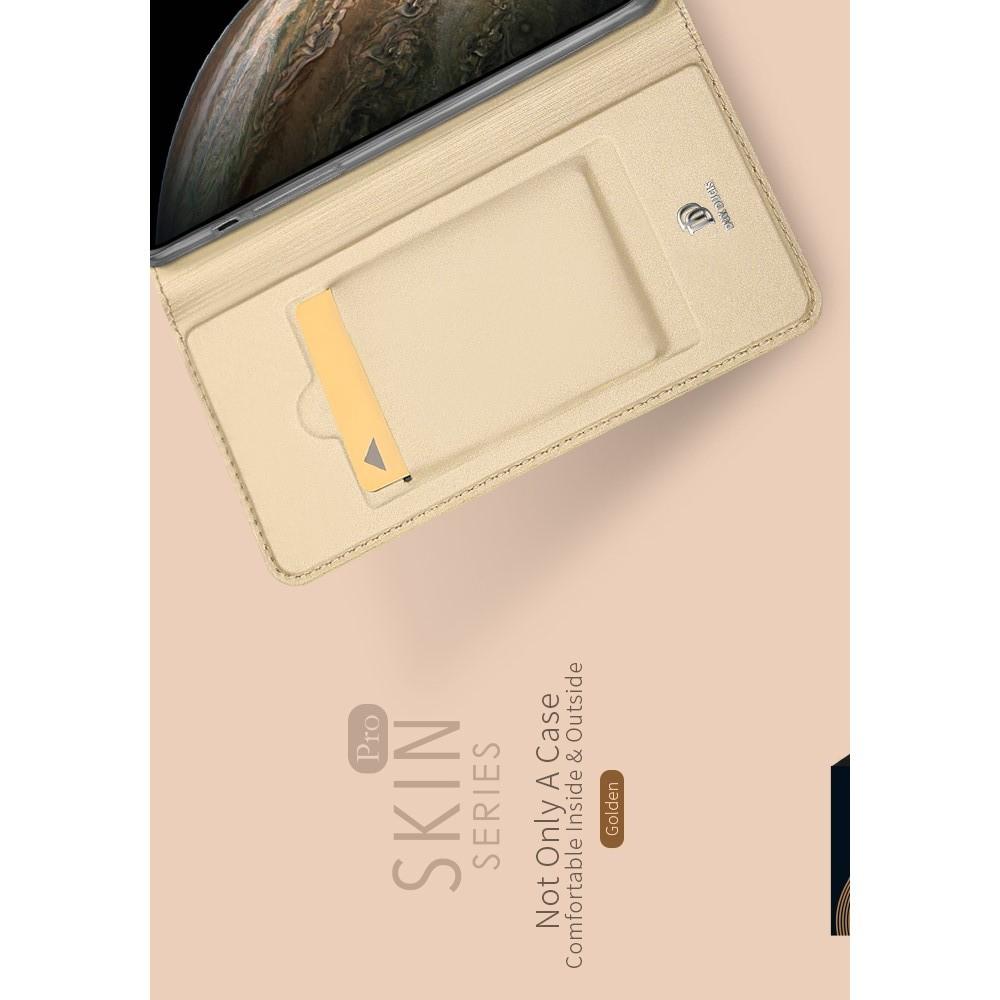 Тонкий Флип Чехол Книжка с Скрытым Магнитом и Отделением для Карты для iPhone 11 Pro Золотой цвет