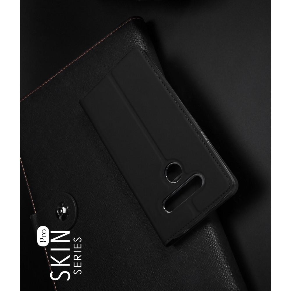 Тонкий Флип Чехол Книжка с Скрытым Магнитом и Отделением для Карты для LG Q60 Черный