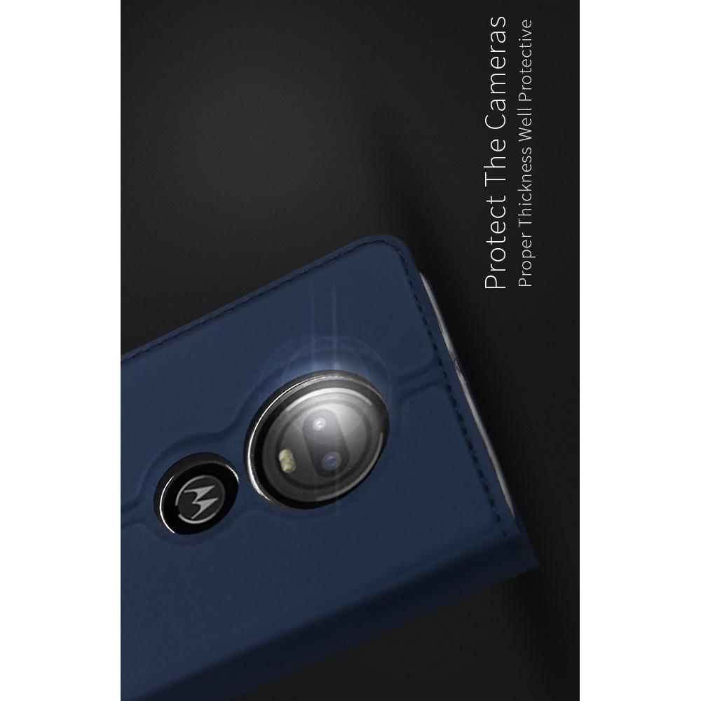 Тонкий Флип Чехол Книжка с Скрытым Магнитом и Отделением для Карты для Motorola Moto G7 Синий