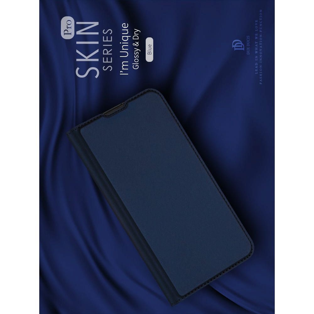 Тонкий Флип Чехол Книжка с Скрытым Магнитом и Отделением для Карты для Motorola Moto G8 Plus Синий
