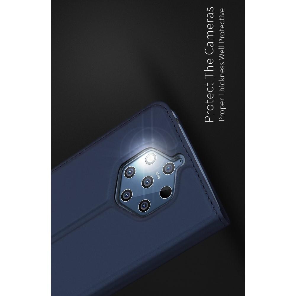 Тонкий Флип Чехол Книжка с Скрытым Магнитом и Отделением для Карты для Nokia 9 PureView Синий