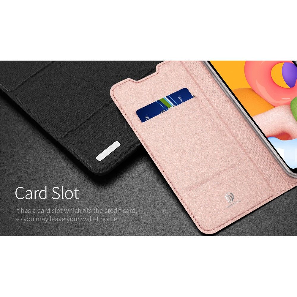Тонкий Флип Чехол Книжка с Скрытым Магнитом и Отделением для Карты для Samsung Galaxy A01 Розовый