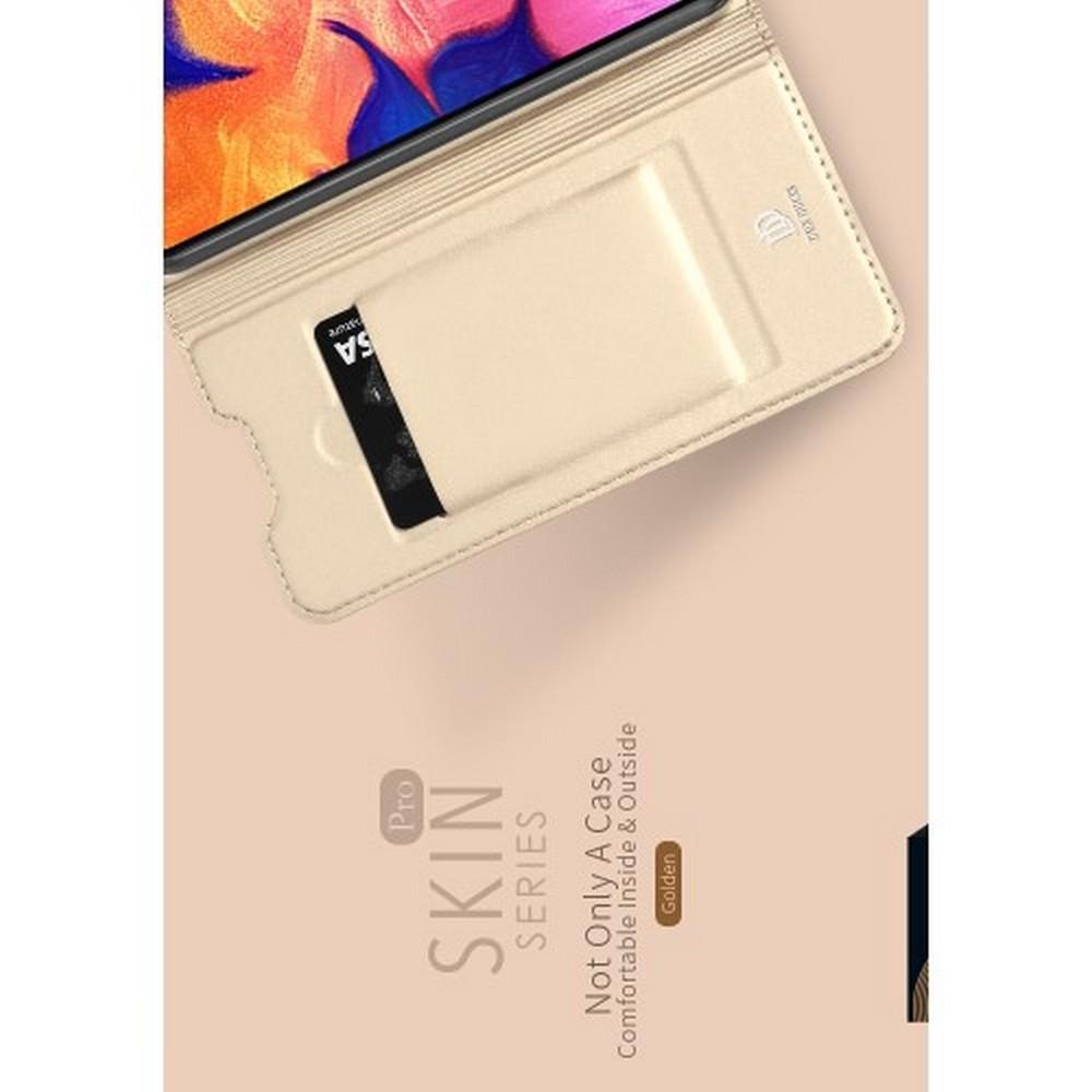 Тонкий Флип Чехол Книжка с Скрытым Магнитом и Отделением для Карты для Samsung Galaxy A10 Золотой
