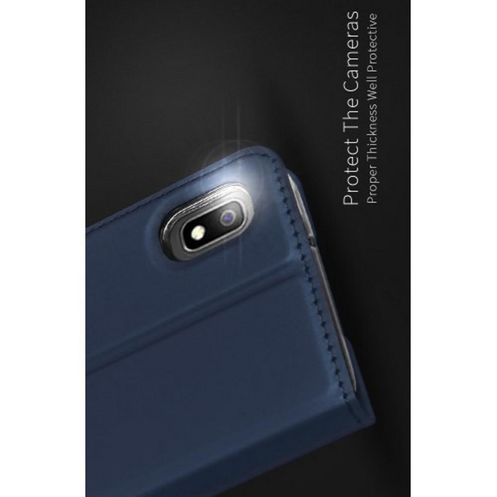 Тонкий Флип Чехол Книжка с Скрытым Магнитом и Отделением для Карты для Samsung Galaxy A10 Синий