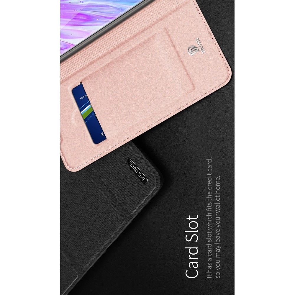 Тонкий Флип Чехол Книжка с Скрытым Магнитом и Отделением для Карты для Samsung Galaxy A21 Розовый