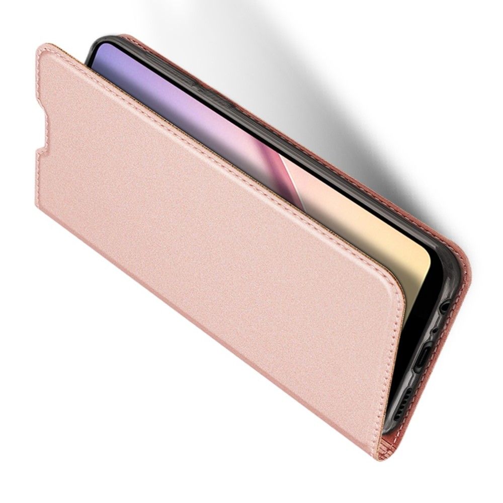 Тонкий Флип Чехол Книжка с Скрытым Магнитом и Отделением для Карты для Samsung Galaxy A21 Розовый