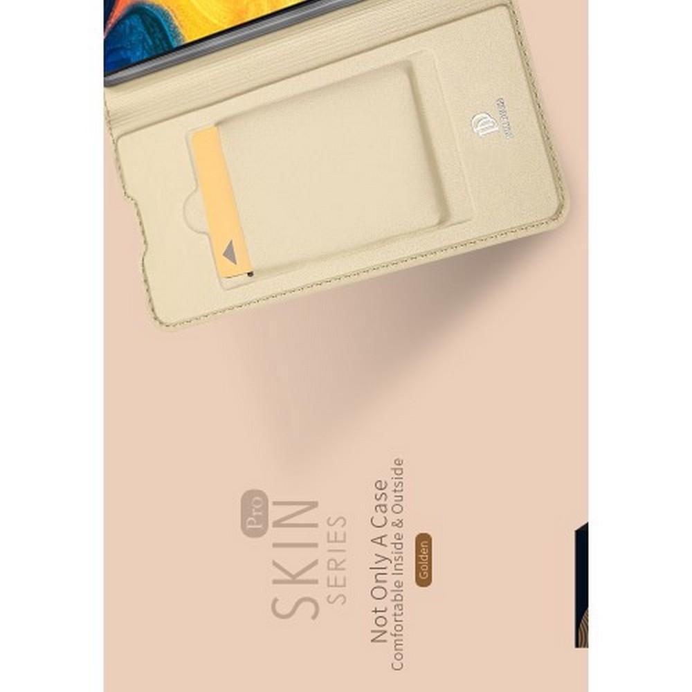 Тонкий Флип Чехол Книжка с Скрытым Магнитом и Отделением для Карты для Samsung Galaxy A30 / A20 Золотой