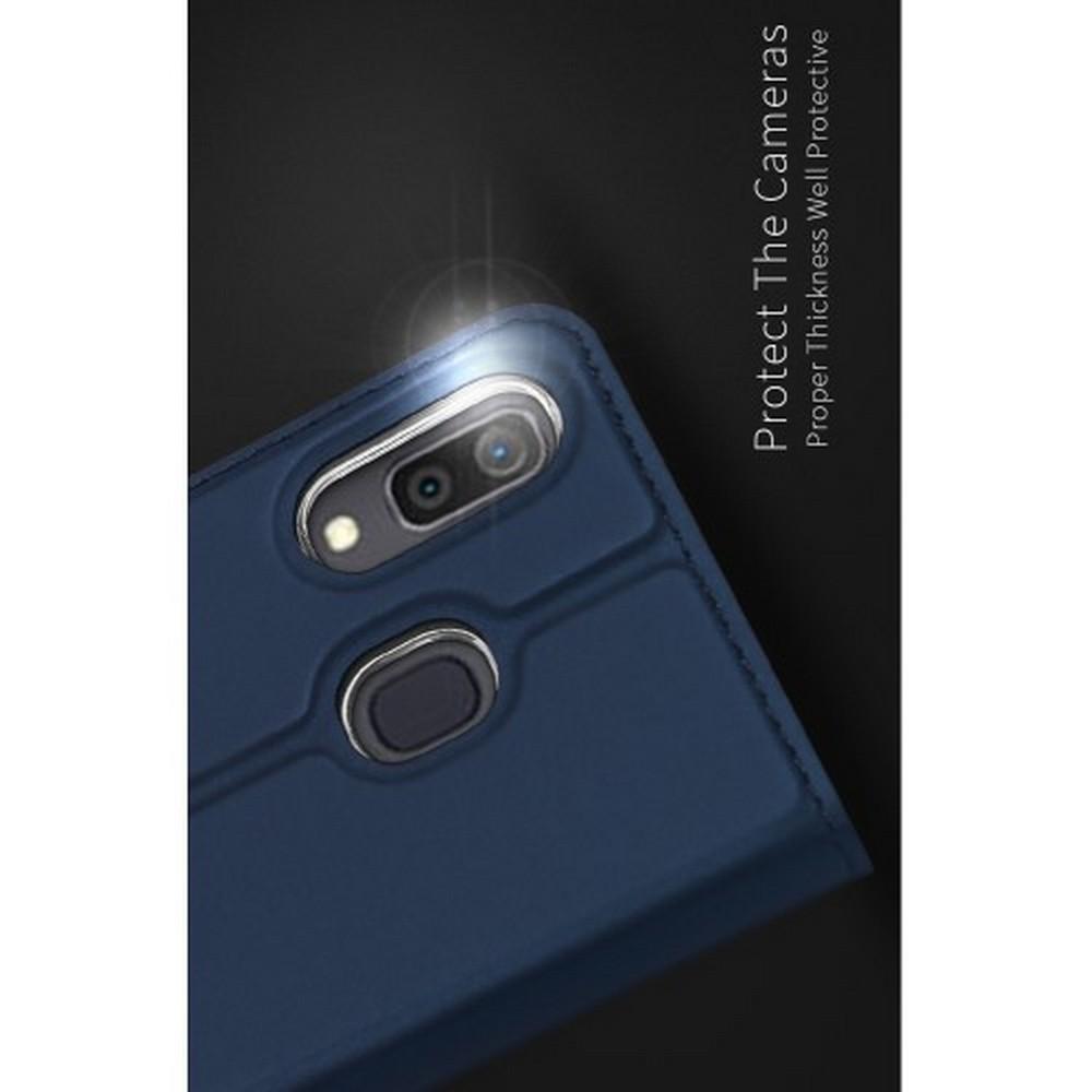 Тонкий Флип Чехол Книжка с Скрытым Магнитом и Отделением для Карты для Samsung Galaxy A30 / A20 Синий