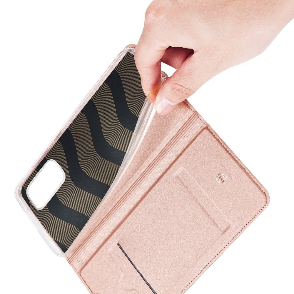 Тонкий Флип Чехол Книжка с Скрытым Магнитом и Отделением для Карты для Samsung Galaxy A41 Розовый