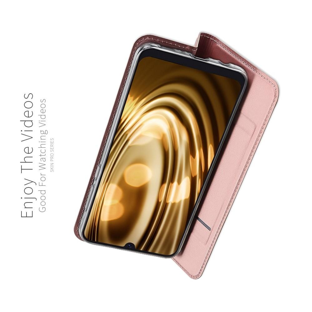 Тонкий Флип Чехол Книжка с Скрытым Магнитом и Отделением для Карты для Samsung Galaxy A50 Розовое Золото