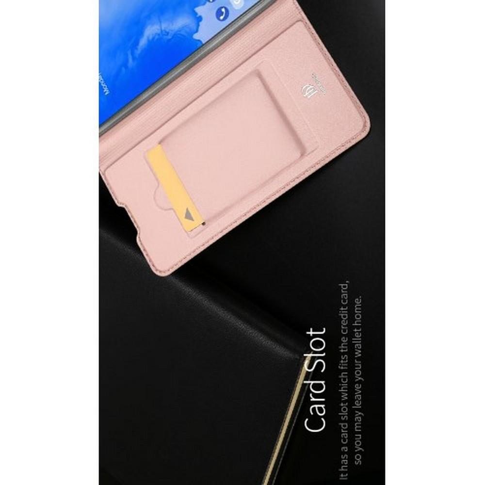 Тонкий Флип Чехол Книжка с Скрытым Магнитом и Отделением для Карты для Samsung Galaxy A70 Розовое Золото