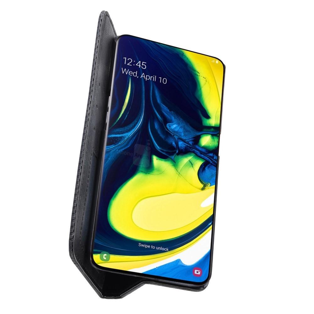 Тонкий Флип Чехол Книжка с Скрытым Магнитом и Отделением для Карты для Samsung Galaxy A80 / A90 Черный