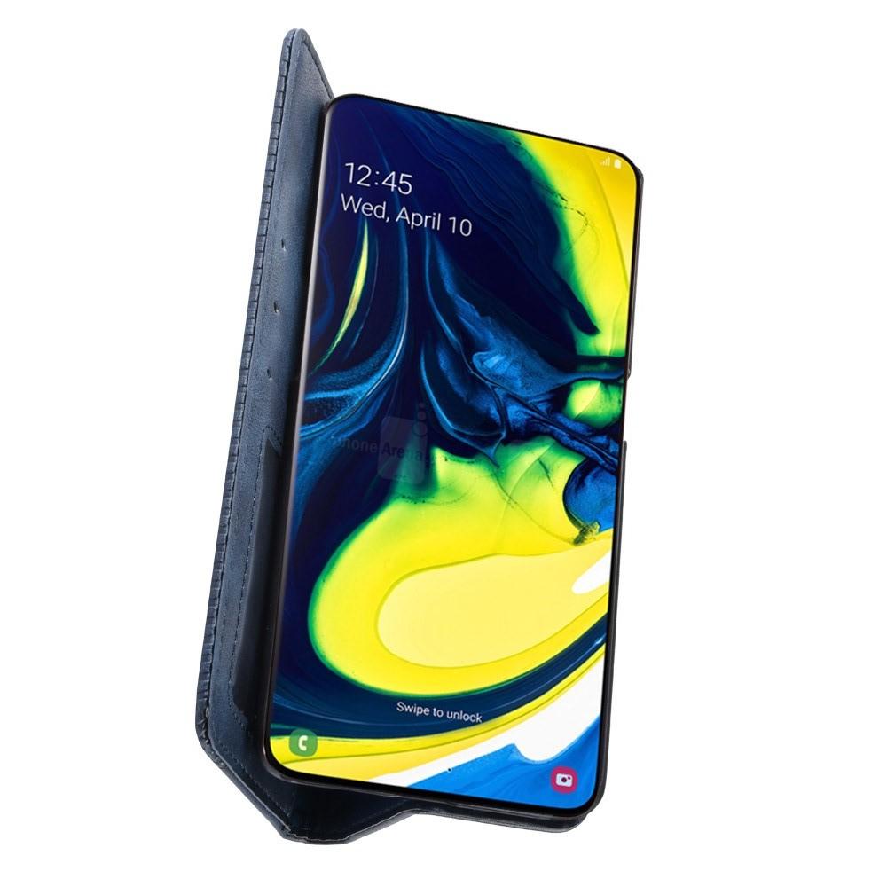 Тонкий Флип Чехол Книжка с Скрытым Магнитом и Отделением для Карты для Samsung Galaxy A80 / A90 Синий