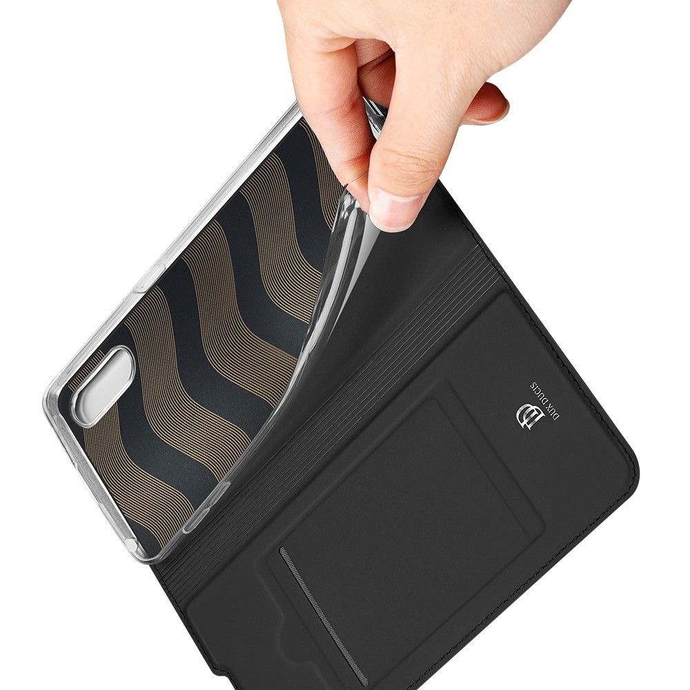 Тонкий Флип Чехол Книжка с Скрытым Магнитом и Отделением для Карты для Samsung Galaxy M01 Черный