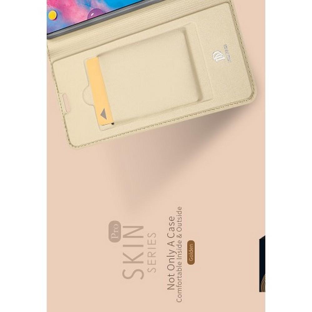 Тонкий Флип Чехол Книжка с Скрытым Магнитом и Отделением для Карты для Samsung Galaxy M30 Золотой