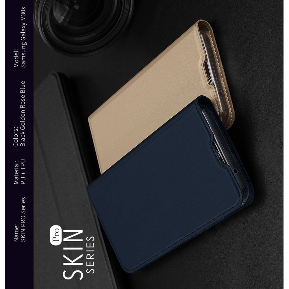 Тонкий Флип Чехол Книжка с Скрытым Магнитом и Отделением для Карты для Samsung Galaxy M30s Черный