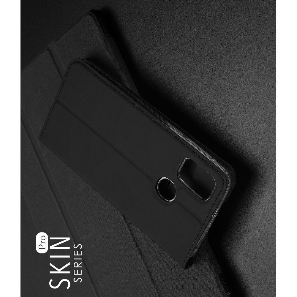Тонкий Флип Чехол Книжка с Скрытым Магнитом и Отделением для Карты для Samsung Galaxy M30s Черный