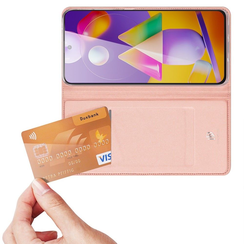 Тонкий Флип Чехол Книжка с Скрытым Магнитом и Отделением для Карты для Samsung Galaxy M31s Розовый