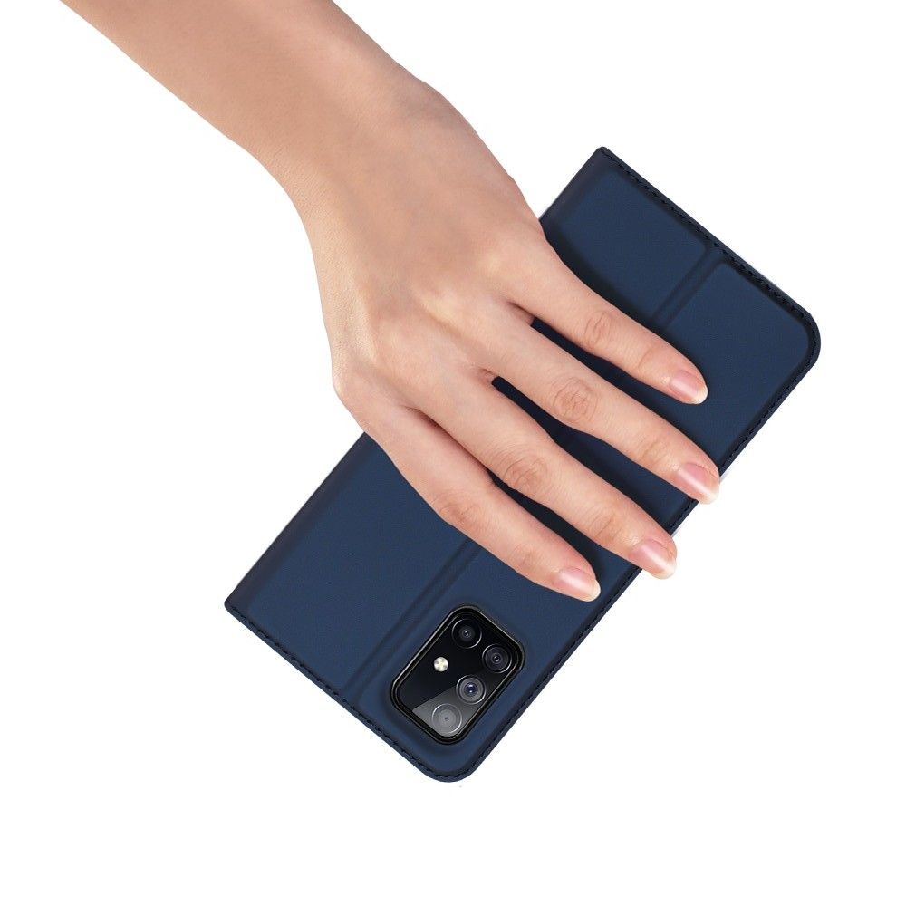 Тонкий Флип Чехол Книжка с Скрытым Магнитом и Отделением для Карты для Samsung Galaxy M51 Синий