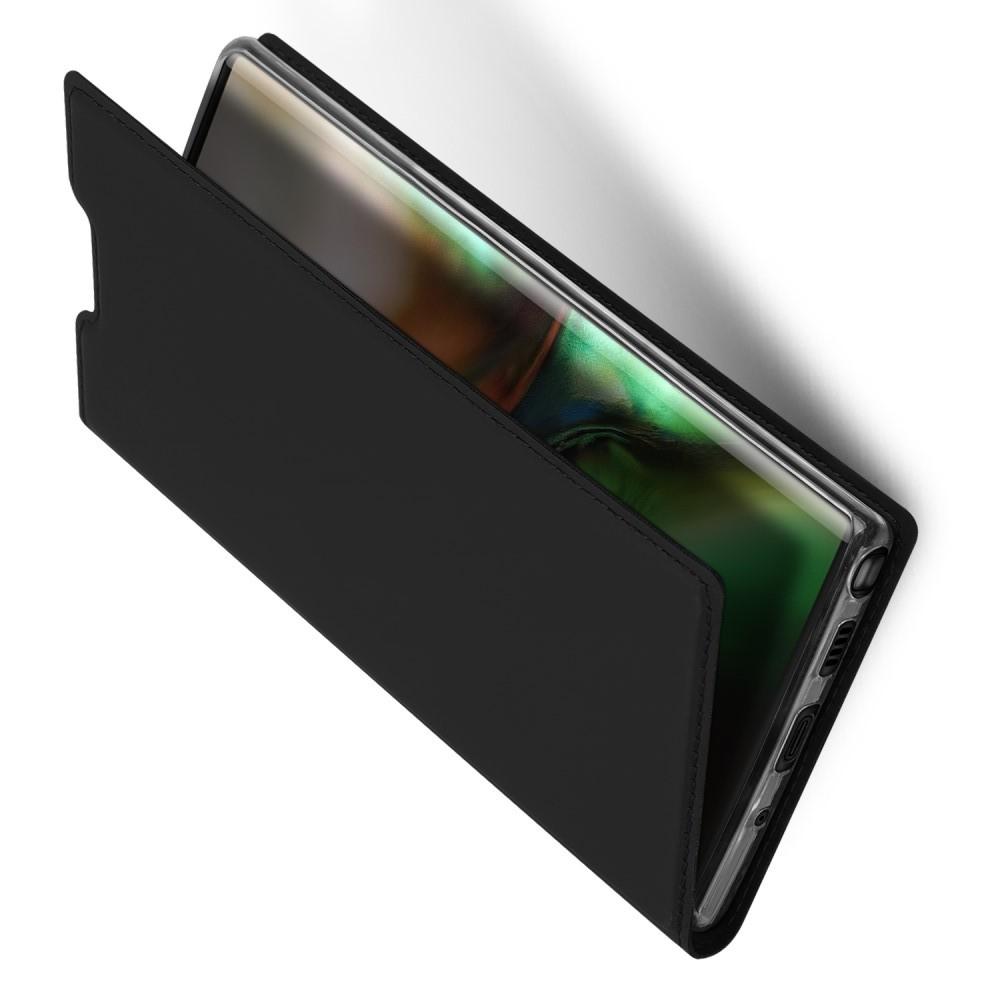 Тонкий Флип Чехол Книжка с Скрытым Магнитом и Отделением для Карты для Samsung Galaxy Note 10 Черный
