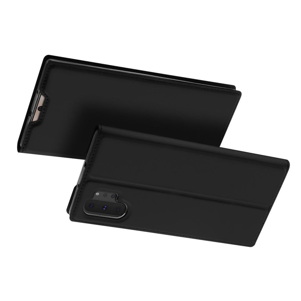 Тонкий Флип Чехол Книжка с Скрытым Магнитом и Отделением для Карты для Samsung Galaxy Note 10 Plus Черный