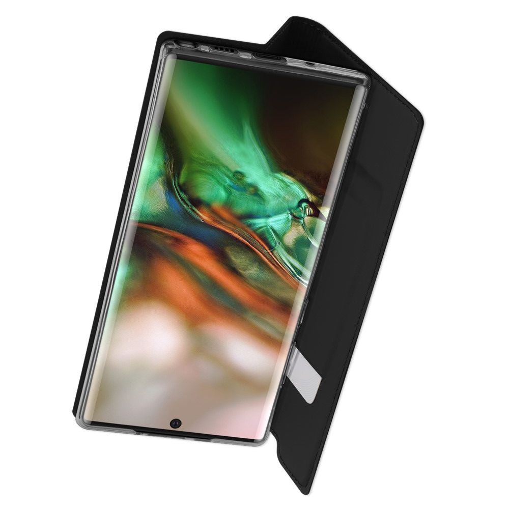 Тонкий Флип Чехол Книжка с Скрытым Магнитом и Отделением для Карты для Samsung Galaxy Note 10 Plus Черный