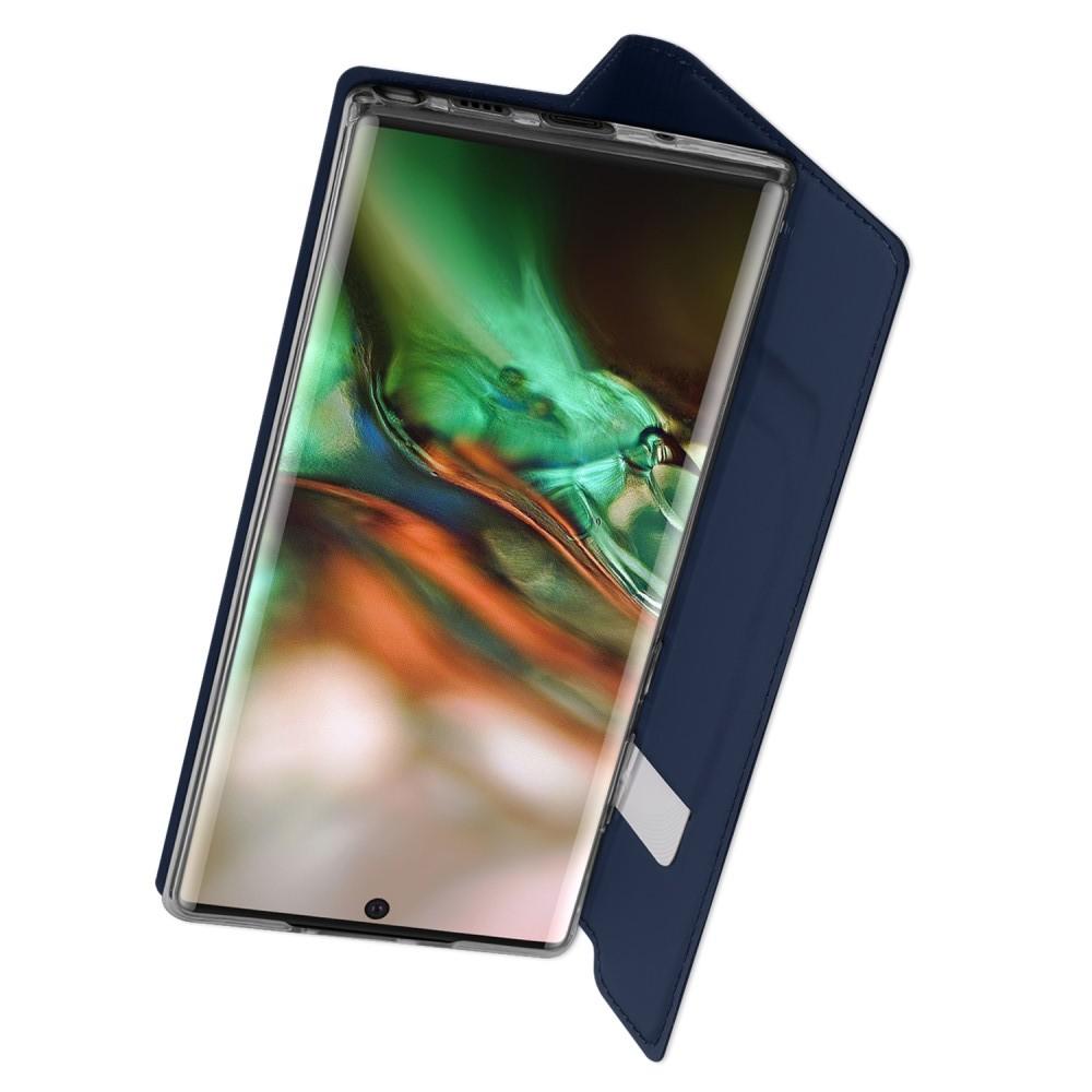 Тонкий Флип Чехол Книжка с Скрытым Магнитом и Отделением для Карты для Samsung Galaxy Note 10 Plus Синий