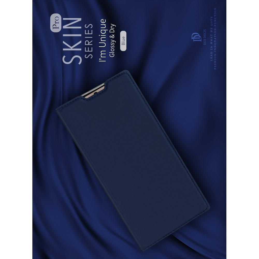 Тонкий Флип Чехол Книжка с Скрытым Магнитом и Отделением для Карты для Samsung Galaxy Note 10 Plus Синий